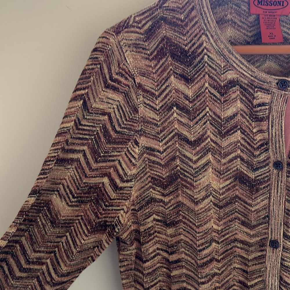 Missoni X Target Womens Cardigan Sweater.
Chevron Brown Metallic Gold Thread XL - Picture 4 of 10